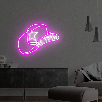 Cowboy Hat With Yee Haw Led Neon Sign For Chic Home Decor | Shineneon