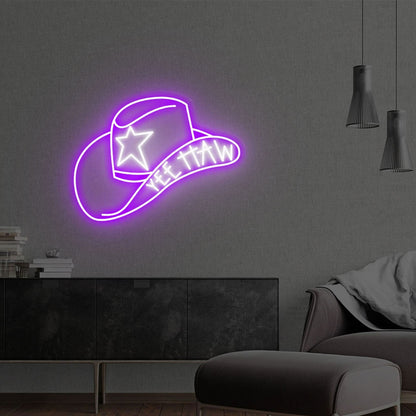 Cowboy Hat With Yee Haw Led Neon Sign For Chic Home Decor | Shineneon