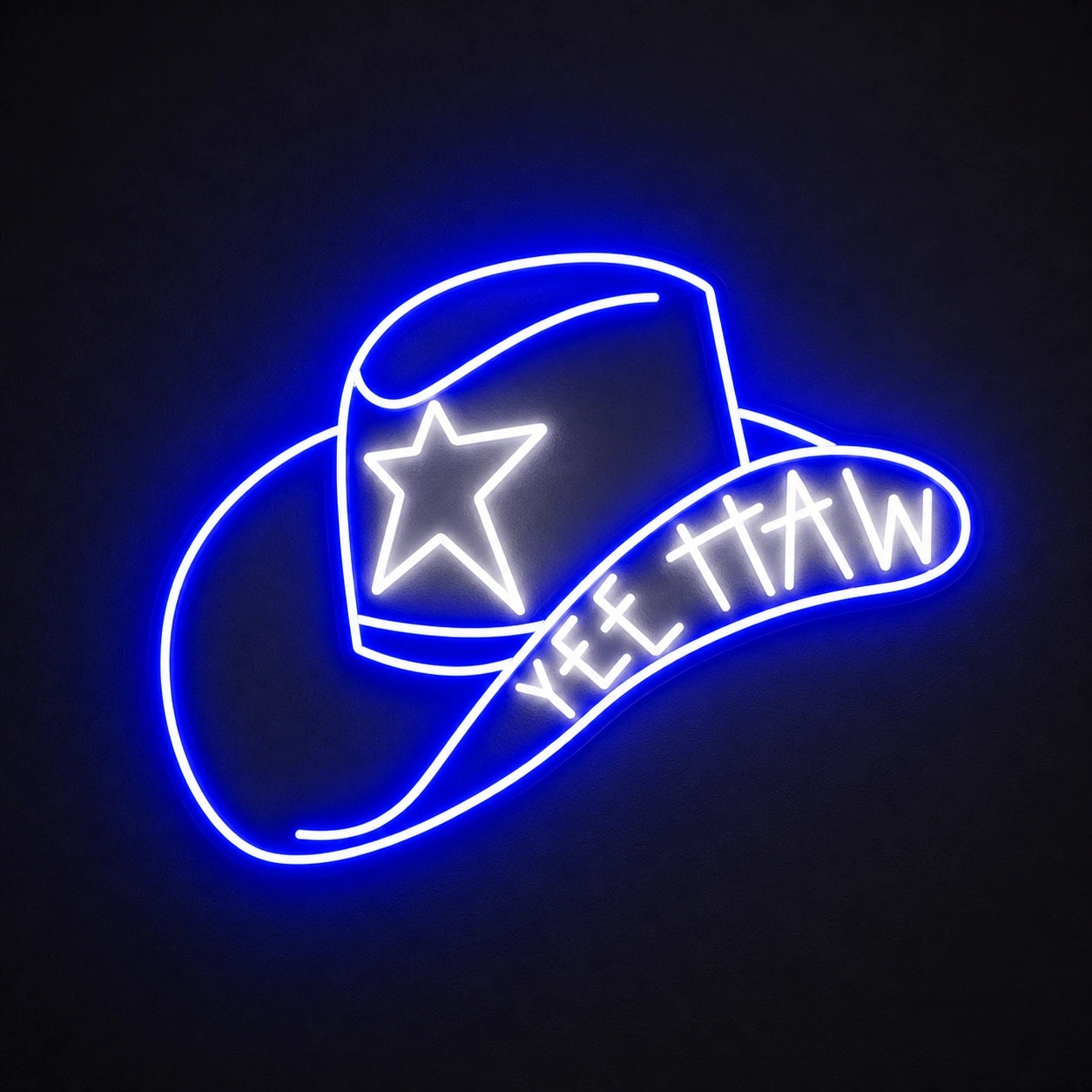 Cowboy Hat With Yee Haw LED Neon Sign Home Garage Wall Decoration main product image