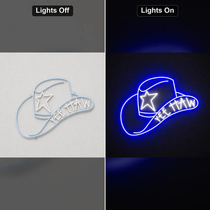 Cowboy Hat With Yee Haw LED Neon Sign Home Garage Wall Decoration - Shineneon