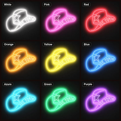 Cowboy Hat With Yee Haw LED Neon Sign Man Cave Neon Sign color grid