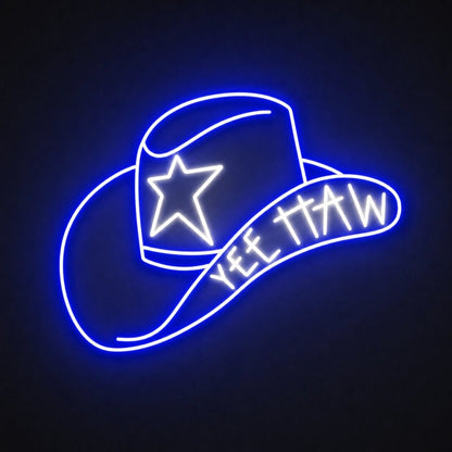 Cowboy Hat With Yee Haw LED Neon Sign Man Cave Neon Sign - Shineneon