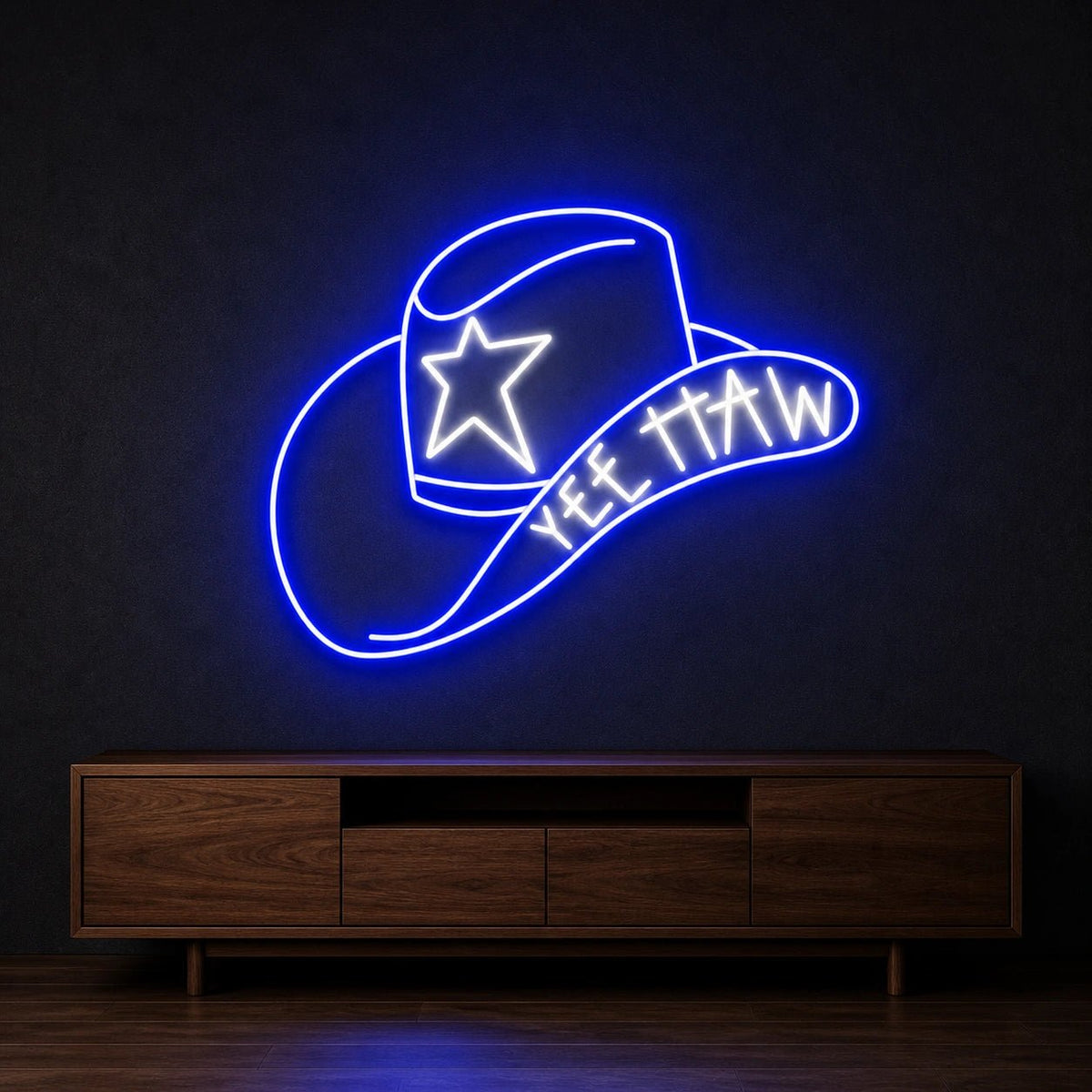 Cowboy Hat With Yee Haw LED Neon Sign Man Cave Neon Sign - Shineneon