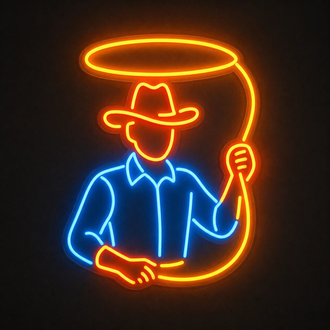 Cowboy Holding Lasso Vintage LED Neon Sign - Shineneon
