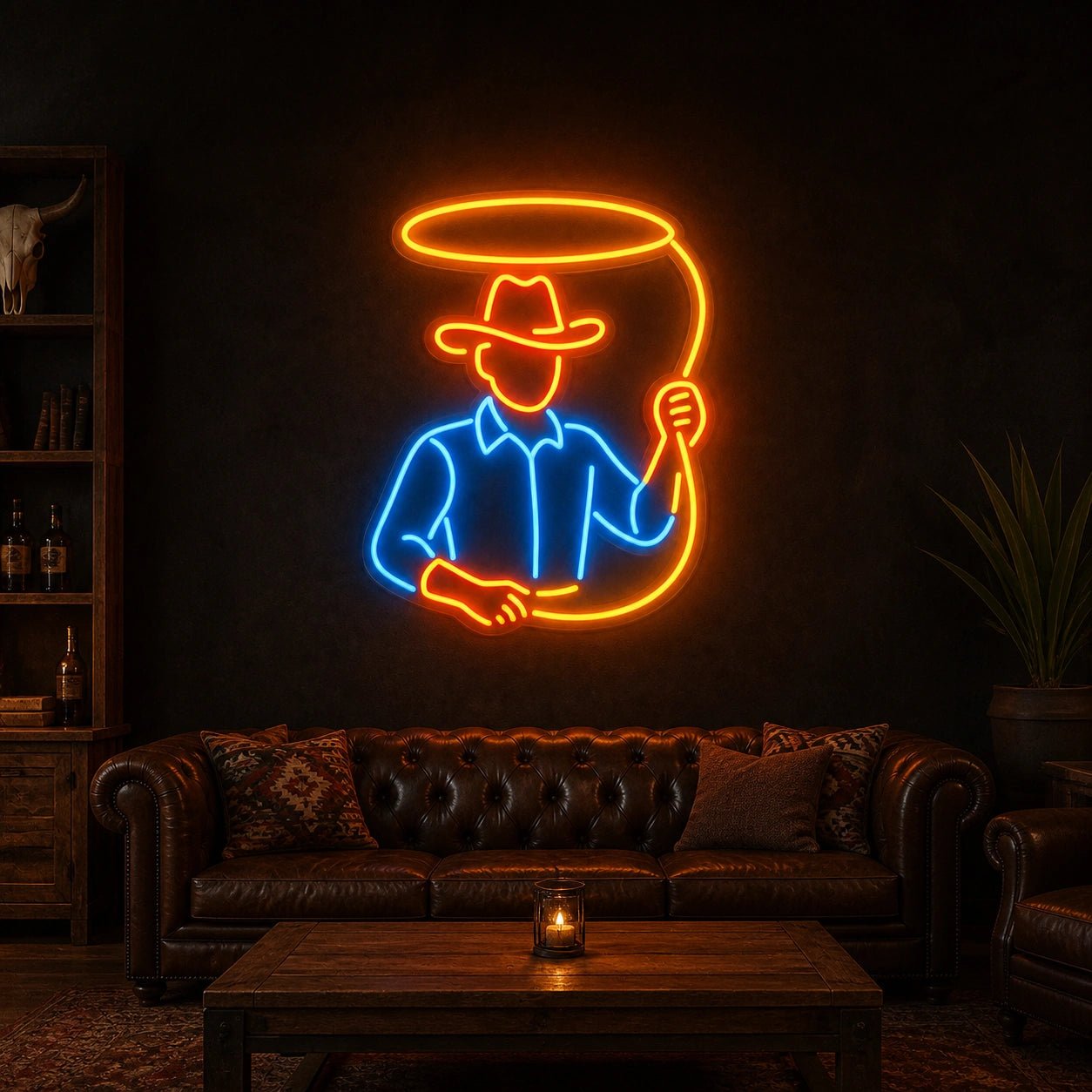Cowboy Holding Lasso Vintage LED Neon Sign - Shineneon