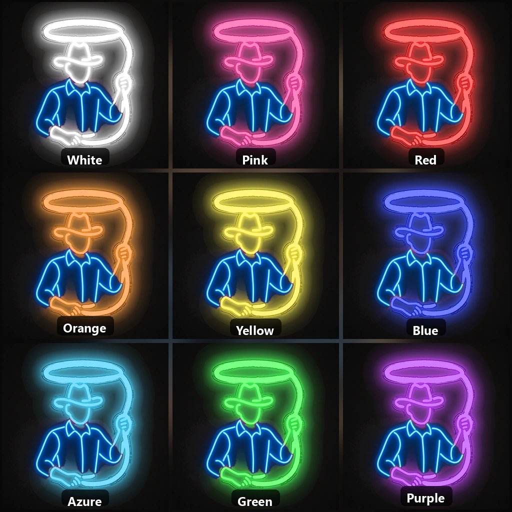 Cowboy Holding Lasso Vintage LED Neon Sign - Shineneon