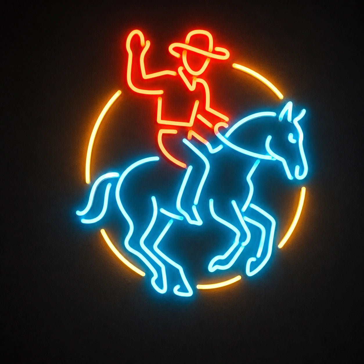 Cowboy Horse Circle Vintage LED Neon Sign - Shineneon