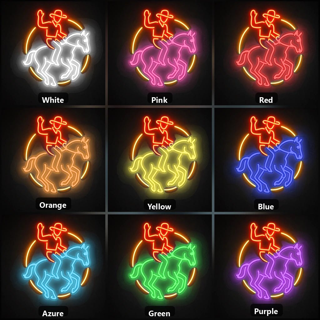Cowboy Horse Circle Vintage LED Neon Sign - Shineneon