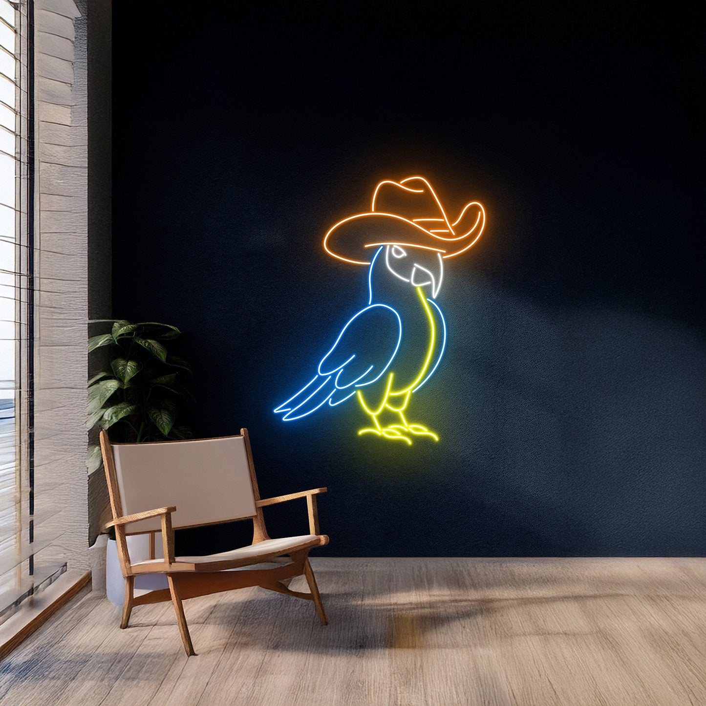 Cowboy Parrot Neon Light