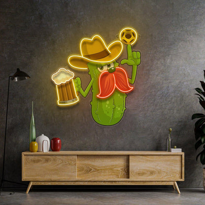 Cowboy Pickle Cartoon Beer Uv Printed Led Neon Sign For Bar Restaurant Decor | Shineneon
