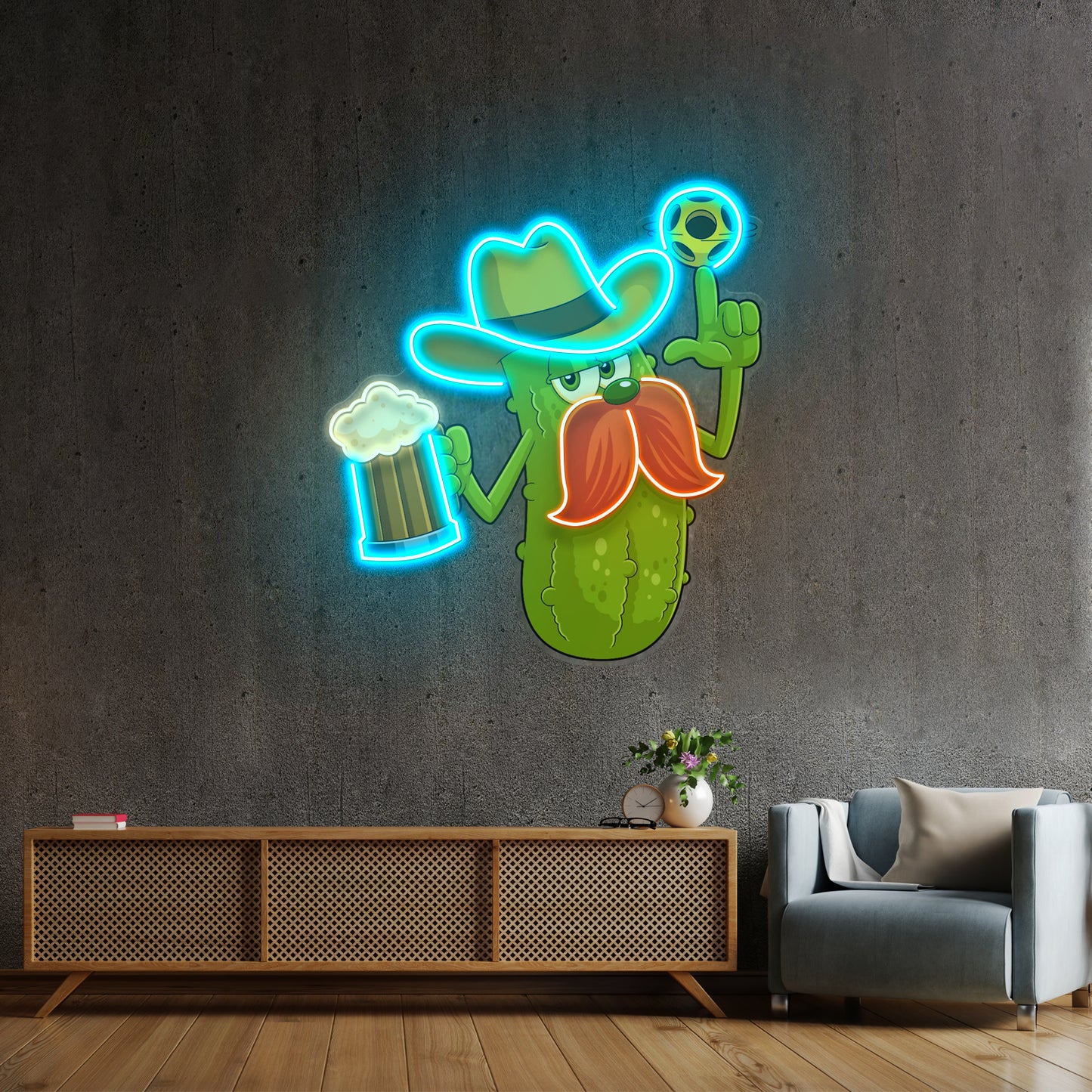 Cowboy Pickle Cartoon Led Neon Sign Light Custom Led Signs