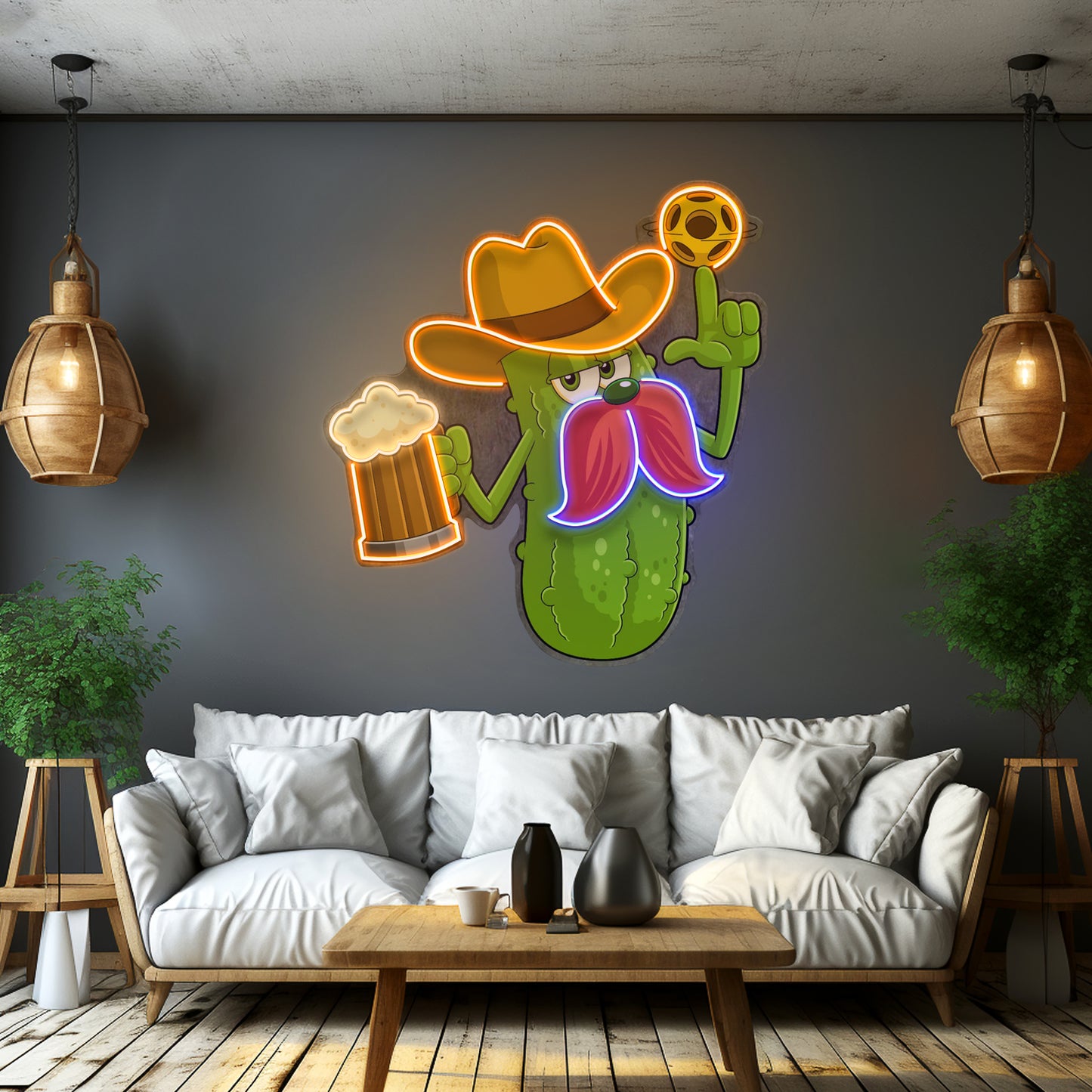 Cowboy Pickle Cartoon Led Neon Sign Light Custom Led Signs