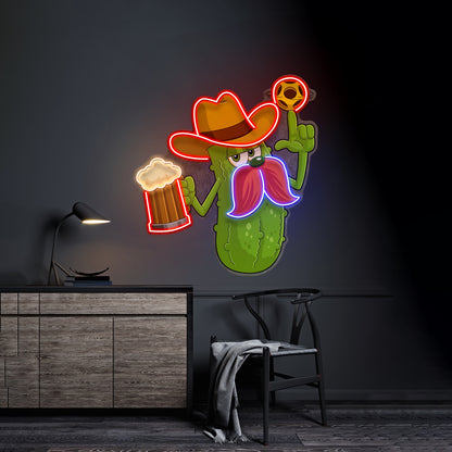 Cowboy Pickle Cartoon Led Neon Sign Light Custom Led Signs