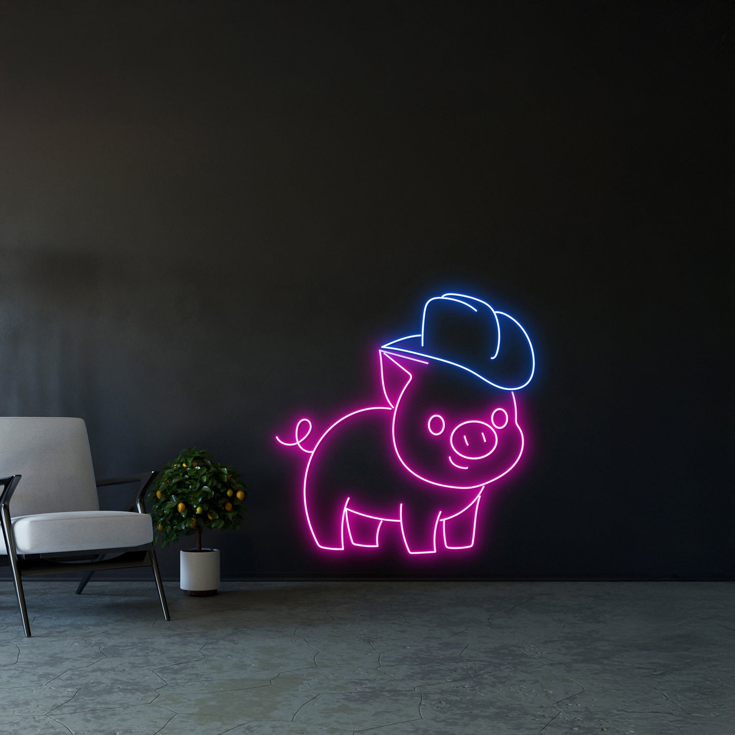 Cowboy Pig Led Sign