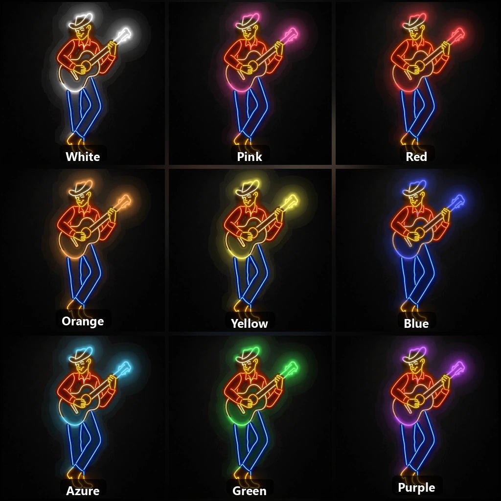Cowboy Playing Acoustic Guitar Vintage LED Neon Sign - Shineneon