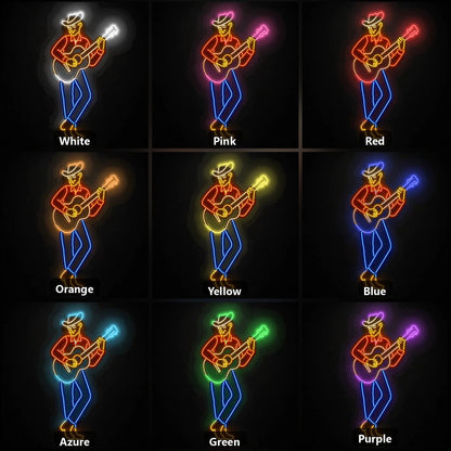 Cowboy Playing Acoustic Guitar Vintage LED Neon Sign - Shineneon