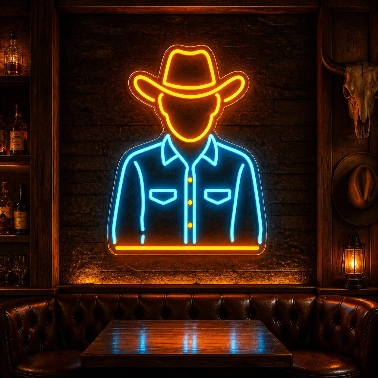 Cowboy Portrait Shirt Hat Vintage LED Neon Sign high-converting product image