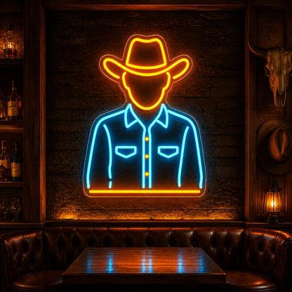 Cowboy Portrait Shirt Hat Vintage LED Neon Sign high-converting product image