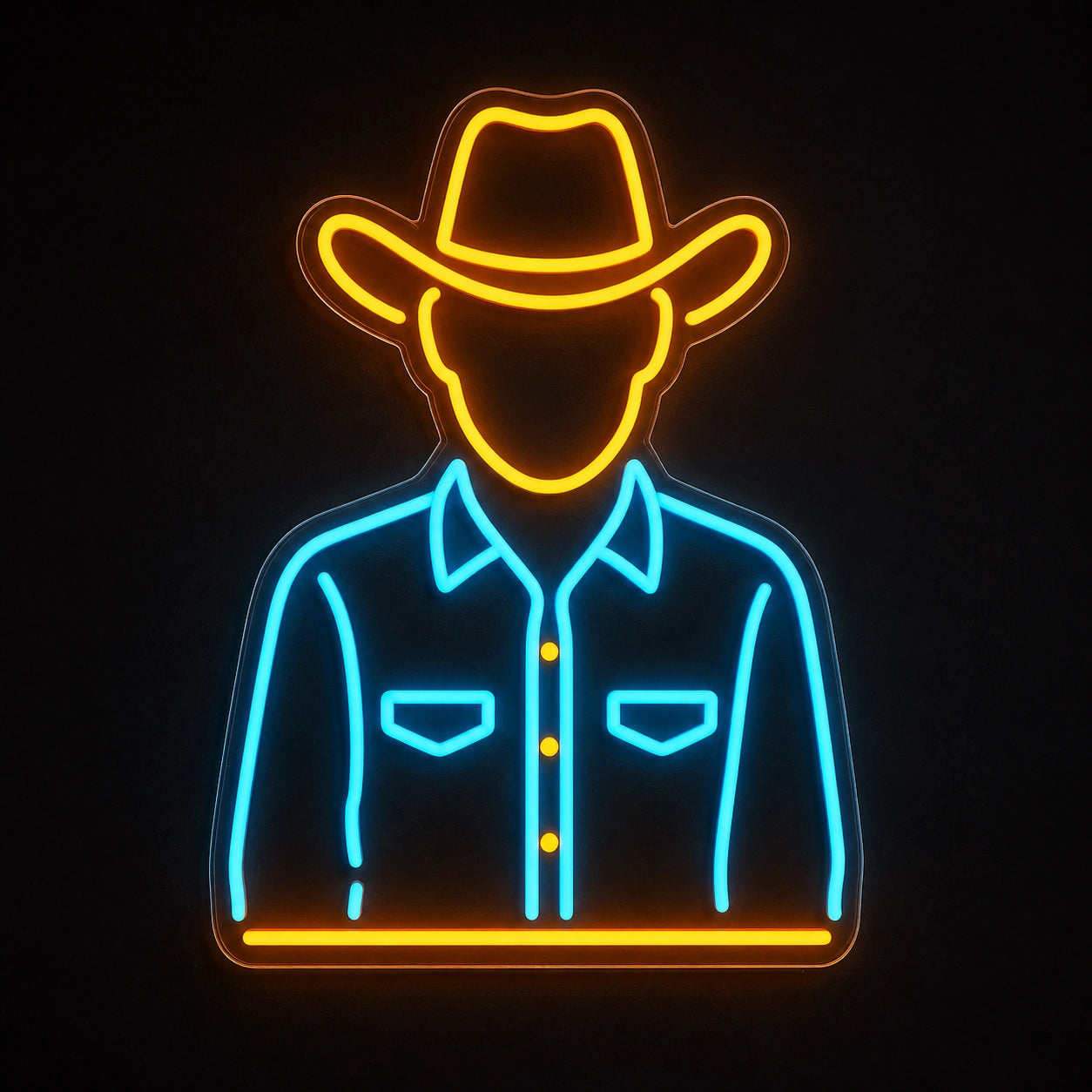 Cowboy Portrait Shirt Hat Vintage LED Neon Sign main product image
