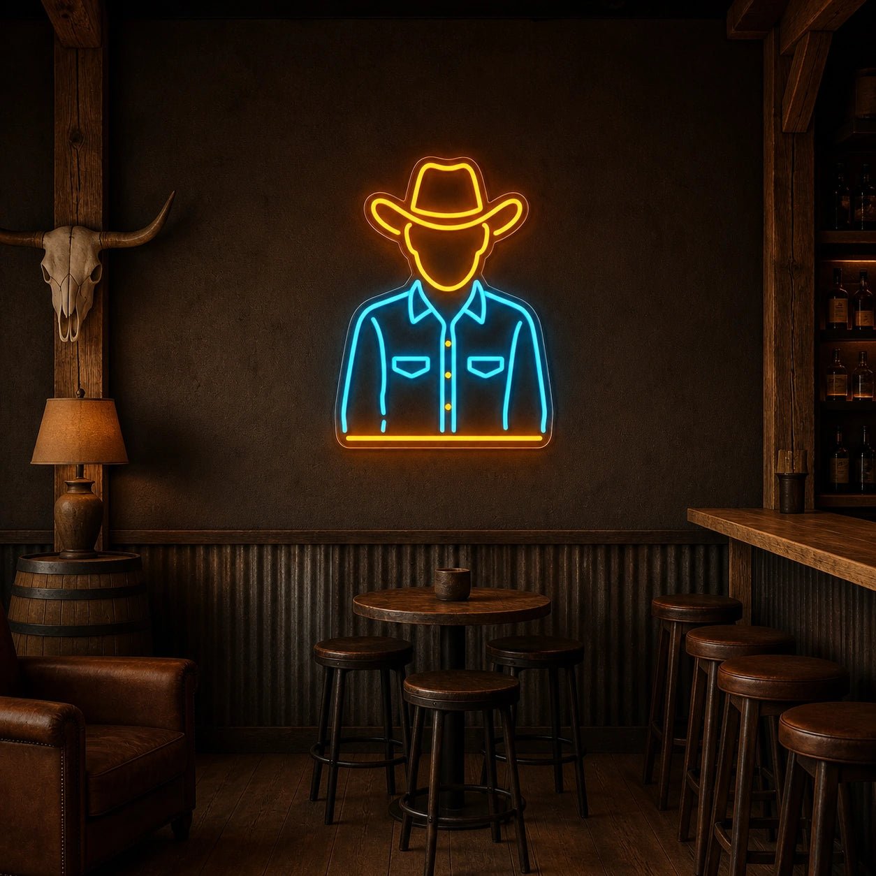 Cowboy Portrait Shirt Hat Vintage LED Neon Sign - Shineneon
