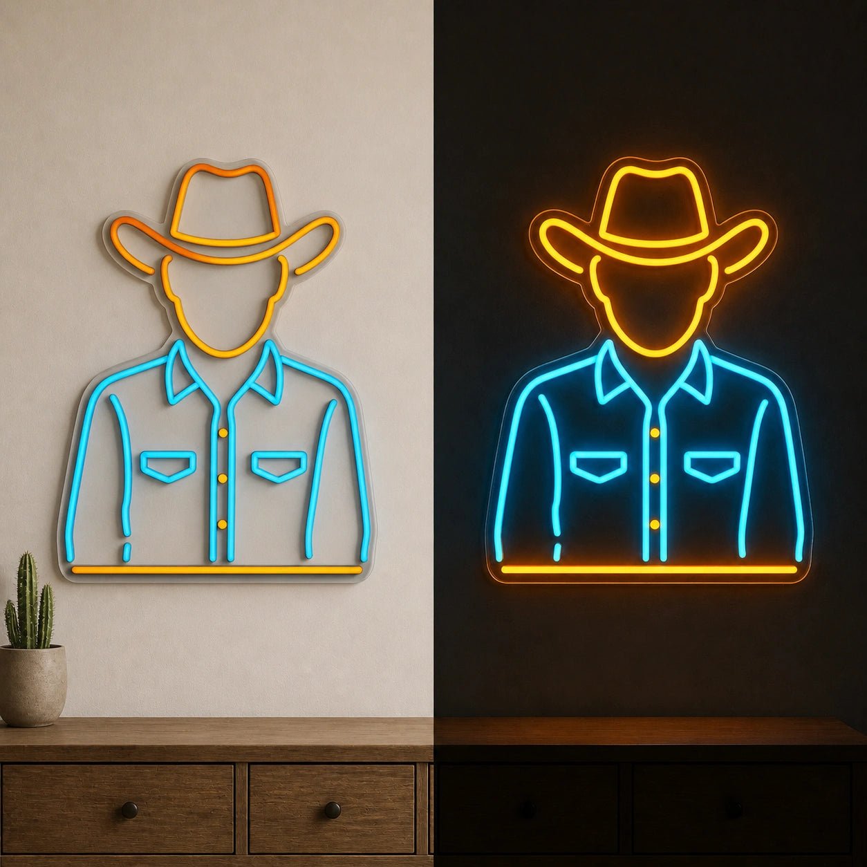 Cowboy Portrait Shirt Hat Vintage LED Neon Sign - Shineneon