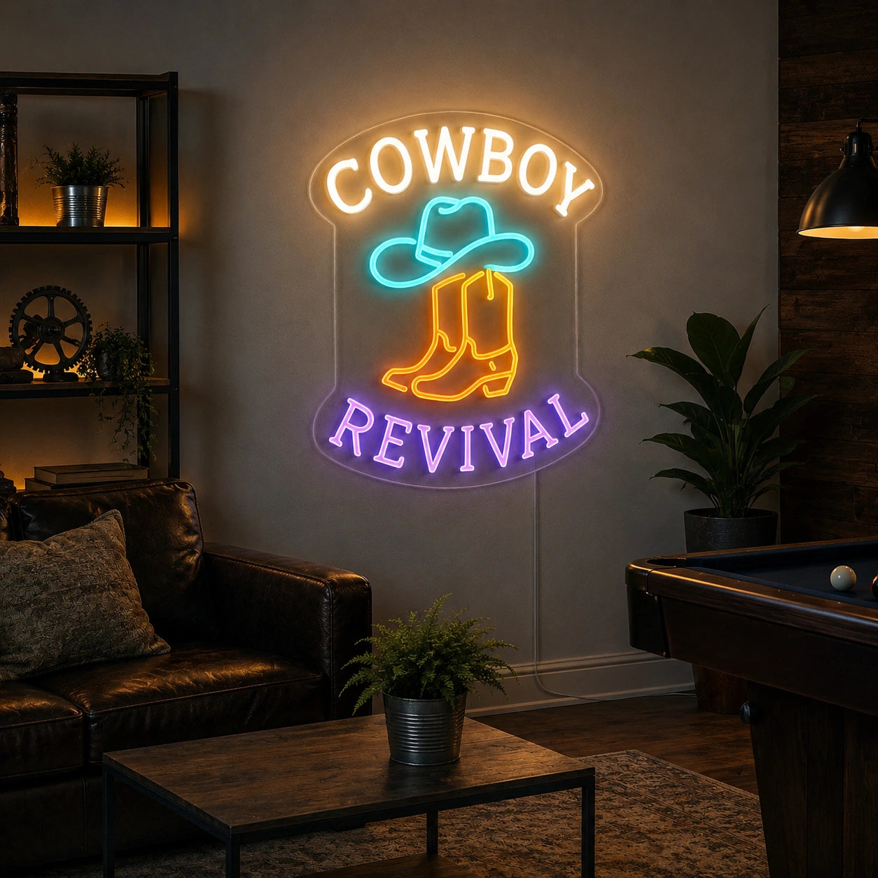 Cowboy Revival LED Neon Sign size image