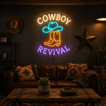 Cowboy Revival LED Neon Sign Man Cave Neon Sign real lifestyle scene
