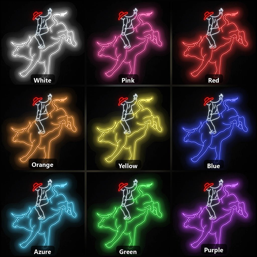 Cowboy Riding Bull Vintage LED Neon Sign - Shineneon