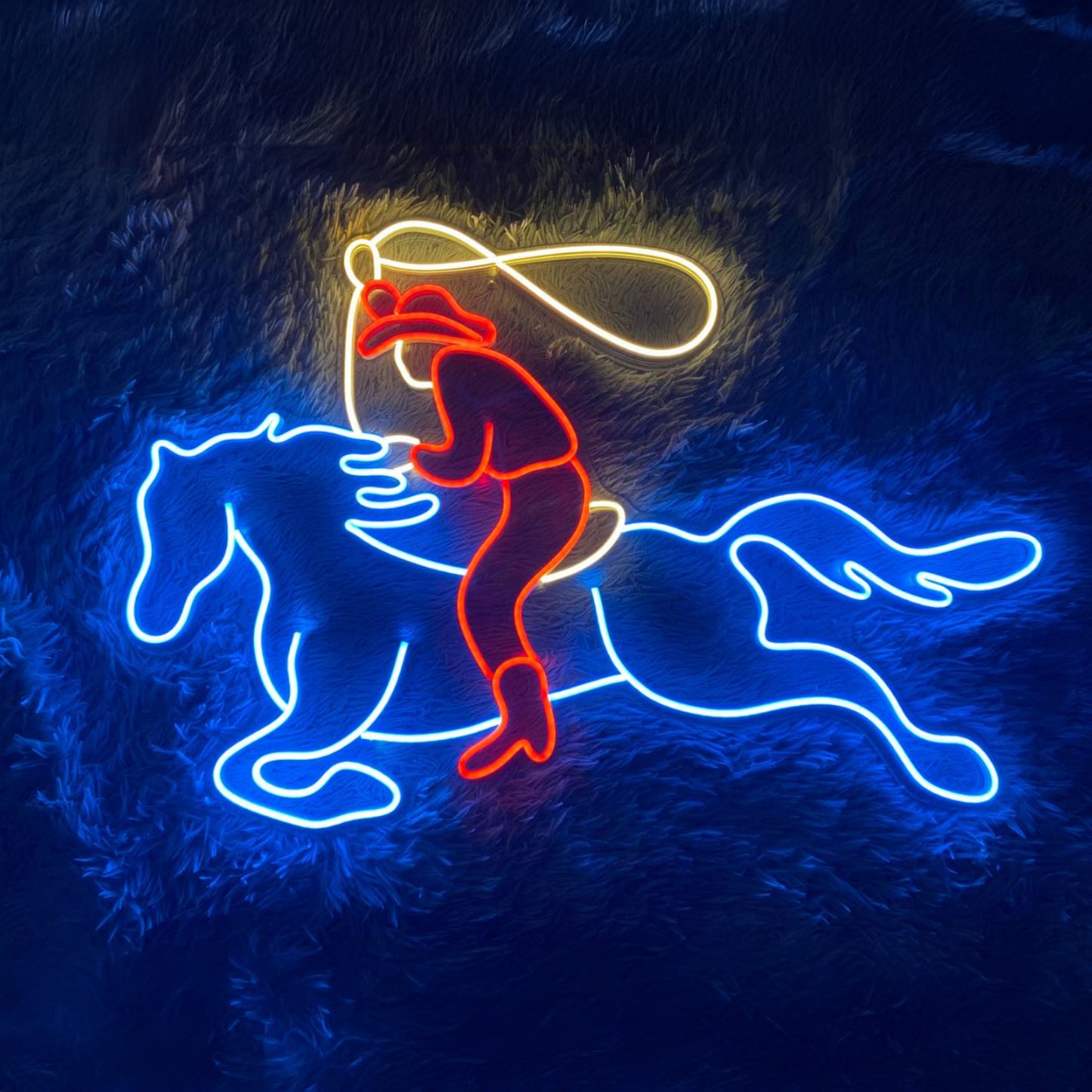 Cowboy Riding Horse Neon Sign Room Wall Lighting Decor