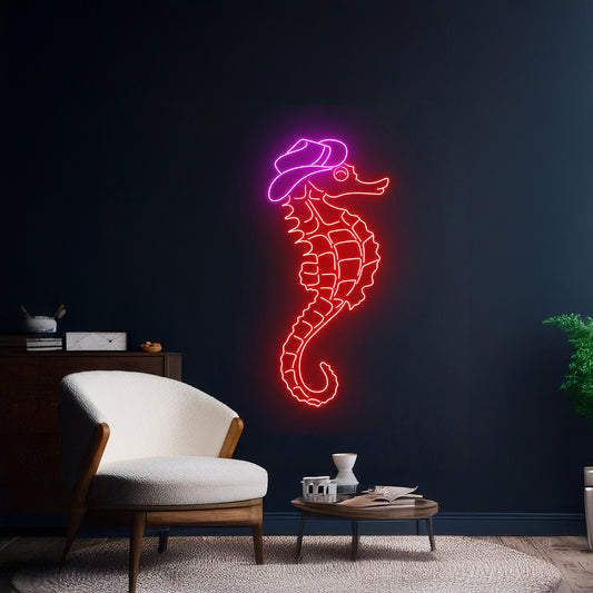 Cowboy Seahorse Neon Sign