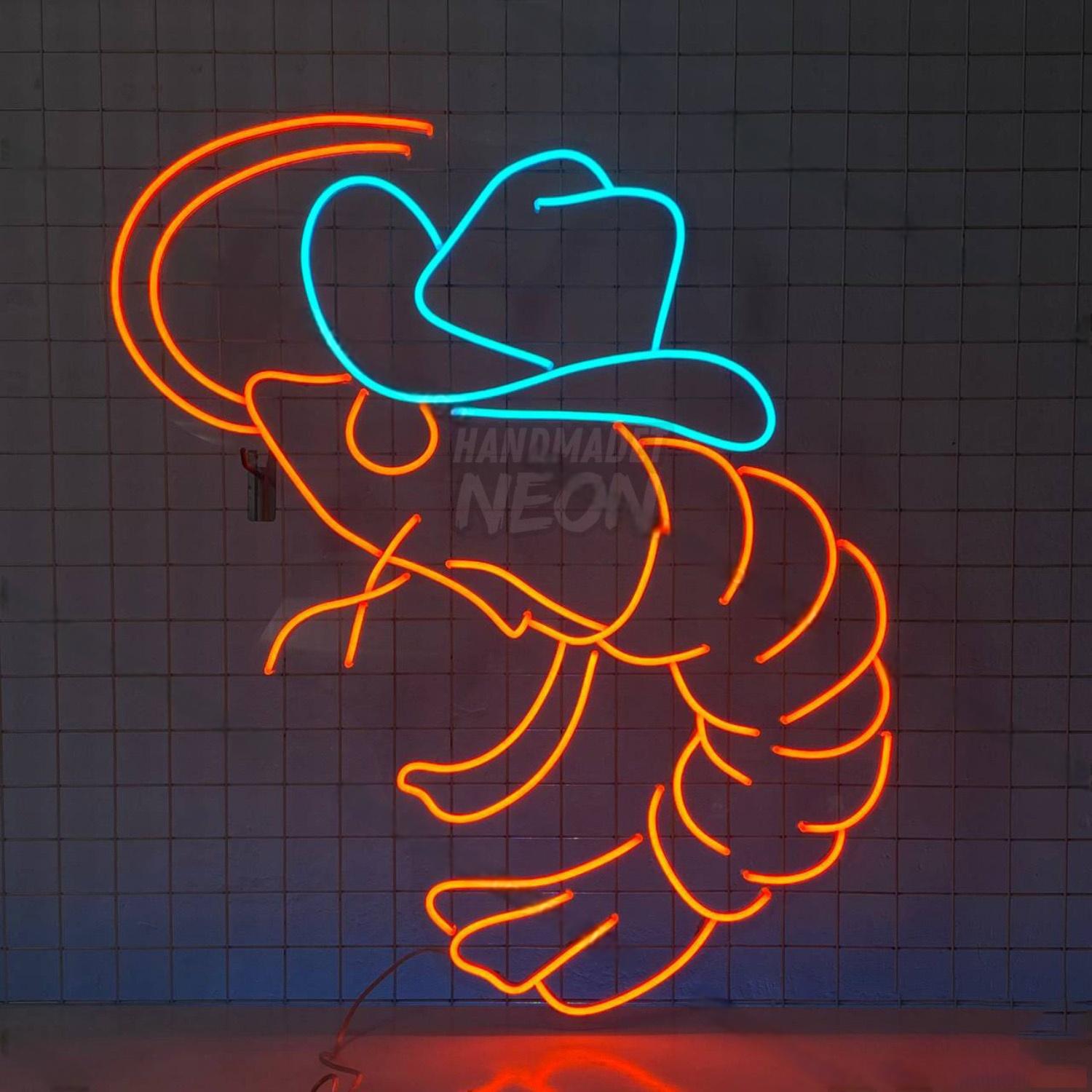 Cowboy Shrimp Led Neon Sign Sea Animal Cowboy Led Light | Shineneon