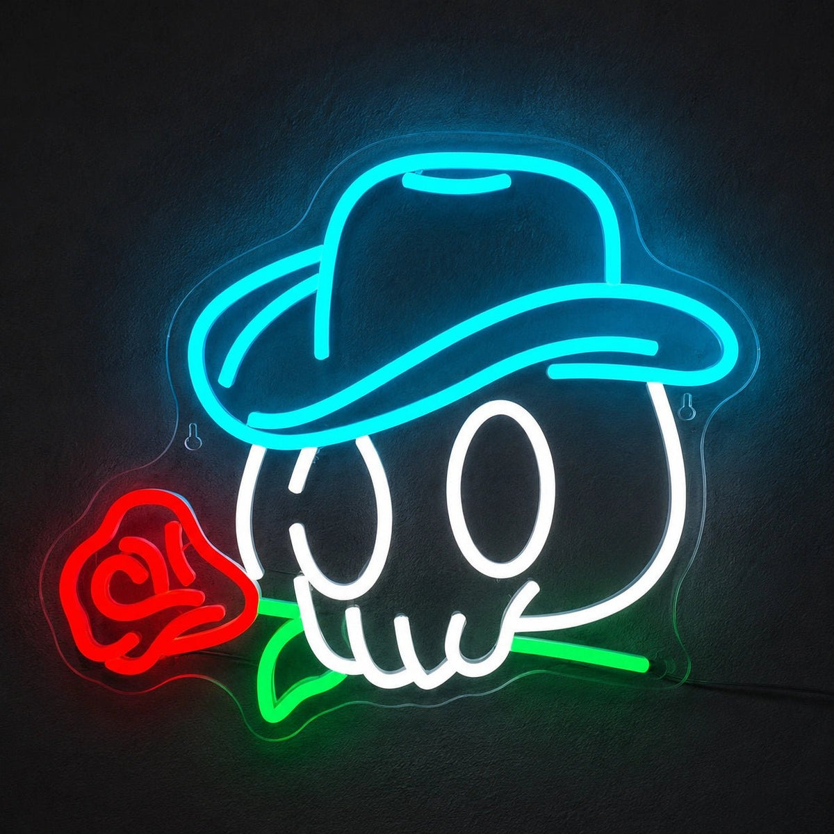 Cowboy Skull Hat And Rose LED Neon Sign - Shineneon