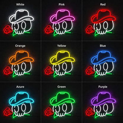 Cowboy Skull Hat And Rose LED Neon Sign - Shineneon