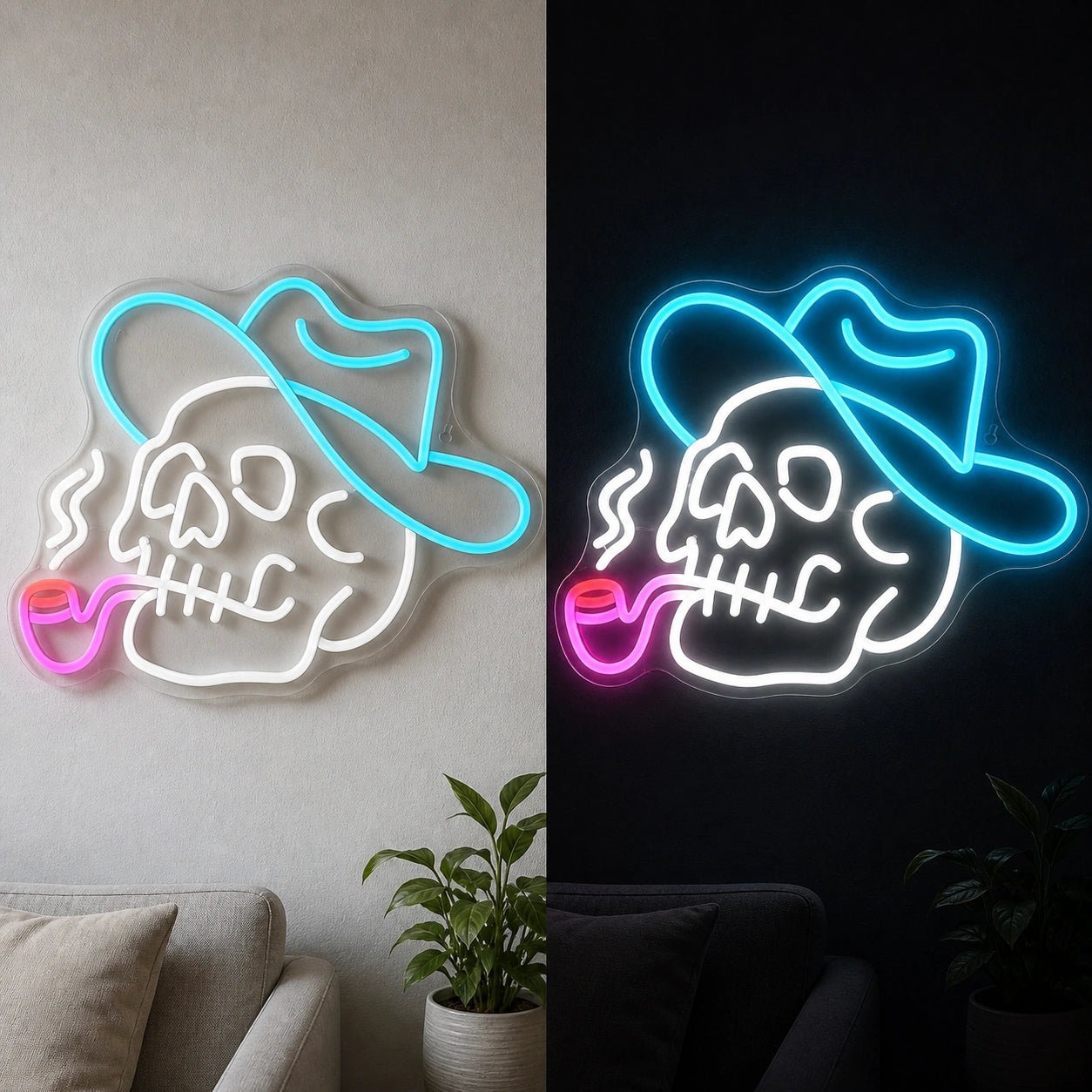 Cowboy Skull Hat Pipe Vintage LED Neon Sign - Shineneon