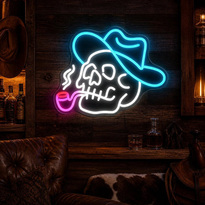 Cowboy Skull Hat Pipe Vintage LED Neon Sign - Shineneon