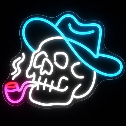 Cowboy Skull Hat Pipe Vintage LED Neon Sign - Shineneon