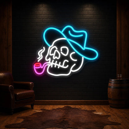 Cowboy Skull Hat Pipe Vintage LED Neon Sign - Shineneon