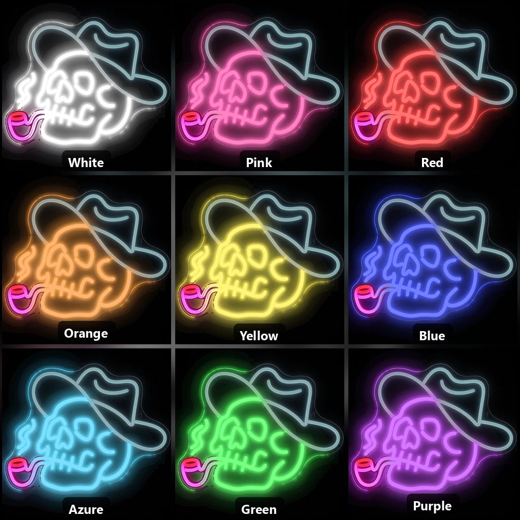 Cowboy Skull Hat Pipe Vintage LED Neon Sign - Shineneon