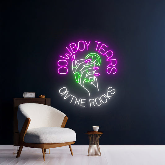 Cowboy Tears On The Rocks Tequila Neon Sign