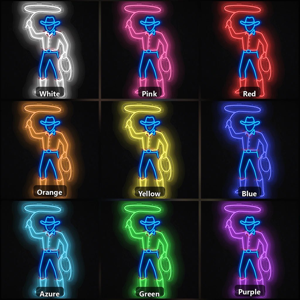 Cowboy With Lasso Vintage LED Neon Sign - Shineneon