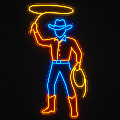 Cowboy With Lasso Vintage LED Neon Sign - Shineneon