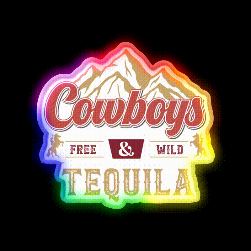 Cowboys Free Wild Tequila Party Drink Tequila Led Neon Sign Rgb Color - LED neon sign close-up detail