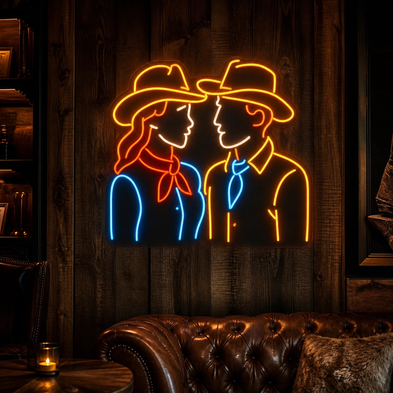 Cowgirl And Cowboy Vintage LED Neon Sign high-converting product image