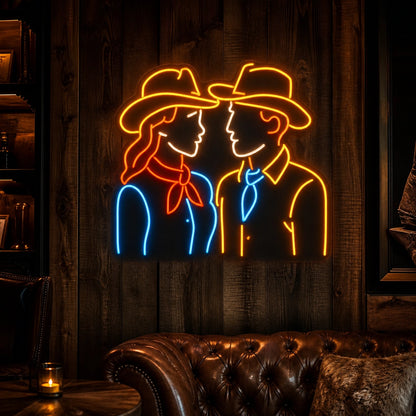 Cowgirl And Cowboy Vintage LED Neon Sign high-converting product image