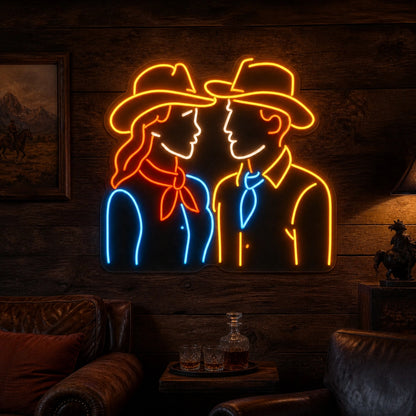 Cowgirl And Cowboy Vintage LED Neon Sign real lifestyle scene