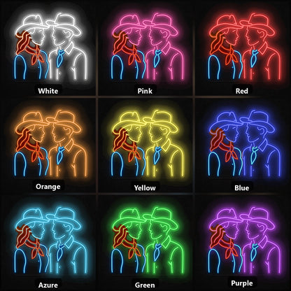 Cowgirl And Cowboy Vintage LED Neon Sign color grid