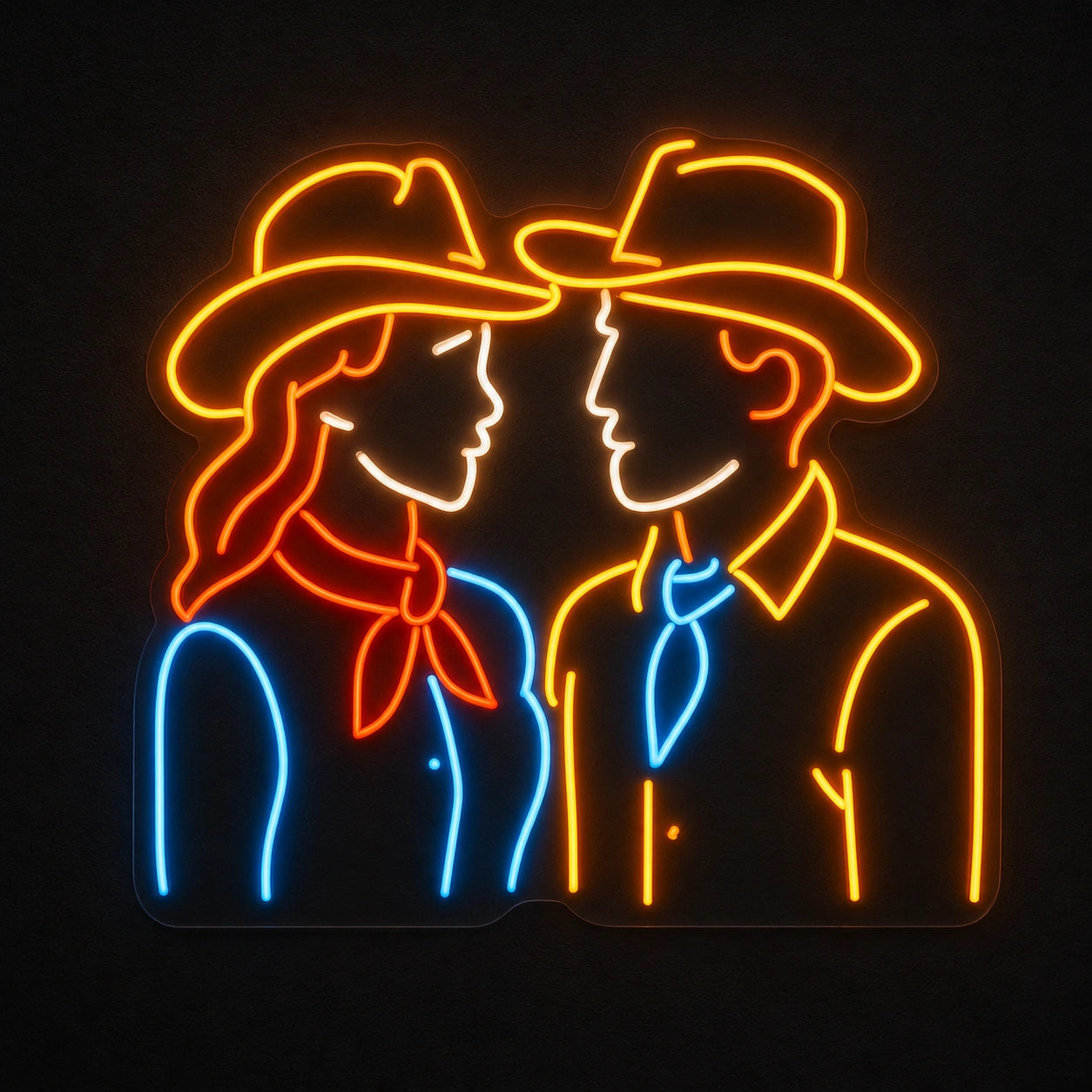 Cowgirl And Cowboy Vintage LED Neon Sign main product image