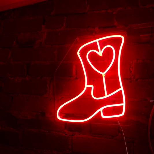 Cowgirl Boot Heart Led Sign Business Neon Sign