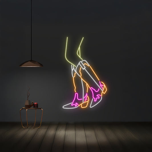 Cowgirl Boots Neon Light Cowboy Girl Boots Legs Wall Decor