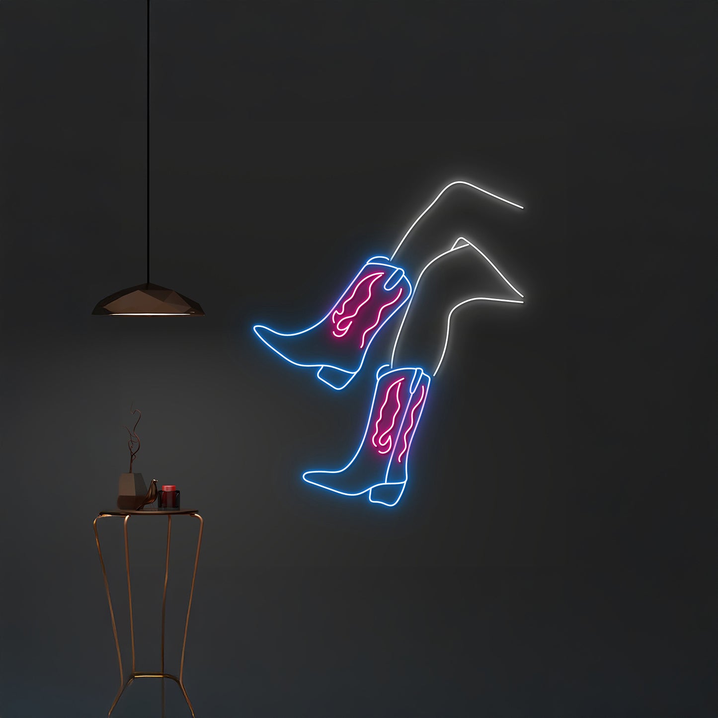 Cowgirl Boots Neon Light Western Woman Led Sign